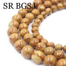 Free Shipping 6 8 10mm Round Natural Gems Stone Yellow Wooden Jaspers Loose Jewelry Making Beads  15inch 2024 - buy cheap