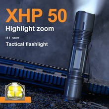 Linterna táctica recargable, Lámpara de trabajo con batería de 18650, XHP50, linterna de mano brillante con zoom USB, linterna impermeable de alto Lumen 2024 - compra barato