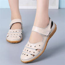 Sandálias femininas de couro bovino, sapatos confortáveis para mulheres de couro macio, calçados tamanho grande para o verão 2024 - compre barato