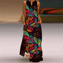 Women's Printed Sundress Bohemian 2021 Summer Maxi Dress Casual Sleeveless Vestidos Female V Neck Floral Robe Plus Size 5XL 2024 - buy cheap