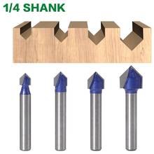1pcs 1/4" Shank 90 Degree V Groove Template V-Groove V Grooving Router Bit Carbide Milling Cutter Wood Drilling 2024 - buy cheap