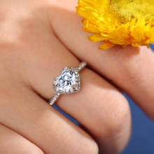 Anéis de cristal para mulheres, anéis de cristal da moda, cor prata, novidade, luxuoso, coração, casamento, noivado, joia, 2020 2024 - compre barato