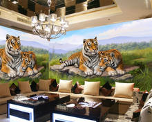 Beibehang-papel de pared personalizado, pintura decorativa nórdica moderna, pintado a mano, mural de papel tapiz de fondo de tigre 2024 - compra barato