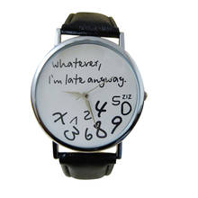 Relojes Mujer, 2019, горячая Распродажа, женские часы с кожаным браслетом, часы с надписью «What I am Late Anyway», кварцевые наручные часы montres 2024 - купить недорого