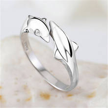 Мода 925, регулируемое кольцо для женщин, простое, гладкое, милое, дельфин, Открытое кольцо, любовь, подарки, хорошее ювелирное изделие 2024 - купить недорого