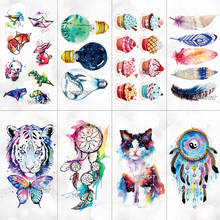Акварельные милые тигровые лампочки с животными, временная фальшивые татуировки, стикер для боди-арта, водонепроницаемые женские модные тату наклейка на руку 2024 - купить недорого