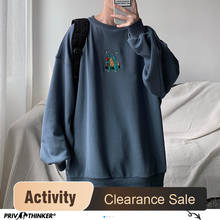 Privathinker Men Autumn Dinosaur Embroidery Pullovers Sweatshirts Mens 3 Colors O-Neck Hoodies Male Fashion Korean Sweatshirt 2024 - buy cheap