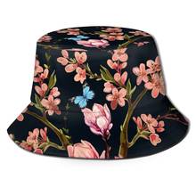 Cinessd chapéu de balde unissex, boné de bob hip hop gorros, flores japonesas, primavera, magnólia, verão, chapéu panamá, praia, sol, chapéu de pesca 2024 - compre barato