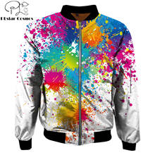 2019 Fashion Men's bomber jackets Rainbow Paint Splatter pattern Printed 3d Zipper Long Sleeve Pullover Unisex Streetwear 2024 - buy cheap