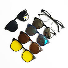 Armação de óculos com 5 peças, óculos de sol polarizados para homens e mulheres, conjunto de óculos magnético para miopia 2024 - compre barato