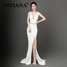 VITIANA Women Black Sexy Party Long Dress Female Backless Mesh White Host Elegant Trumpet Dresses Femme Noble Banquet Vestidos 2024 - buy cheap