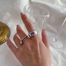 2021 новый шикарный Фиолетовый Циркон с кисточкой-сердцем кулон указательные кольца для женщин модные открытые сандалии регулируемое кольцо вечерние ювелирные Bague 2024 - купить недорого