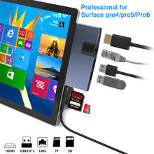 Adaptador Ethernet USB 3,0 Multi Hub 4K HDMI 1000Mb, lector de tarjetas SD / TF micro SD para Microsoft Surface Pro 4/5/6/7, convertidor 2024 - compra barato