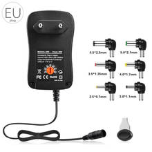 Adaptador portátil de CA/CC, convertidor de transformador de fuente de alimentación ajustable de conmutación, 8 enchufes, 30W para tira LED electrónica de 3V a 12V 2024 - compra barato