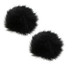 2 peças preto peludo capa tela vento brisa muff vento para lapela lapela lapela microfone 2024 - compre barato