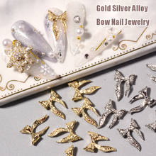 20pcs Gold Silver Alloy Bow Nail Art Decorations 3D Charm Bow Ties Nail Jewelry Ornaments Fashion Manicure Accessories For Nails 2024 - buy cheap