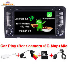 In Stock Car Play Android 9.0 Car GPS Navigation For Audi A3 8P S3 RS3 Sportback 2002-2012 Car multimedia player stereo radio 2024 - buy cheap