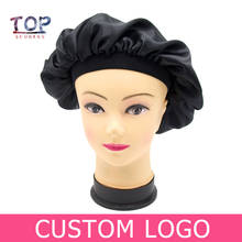 New Customized Print Logo 2 Layer Polyester Satin Bonnets Caring Extention Wig Hairs Silk Satin Bonnet Caps 2024 - buy cheap