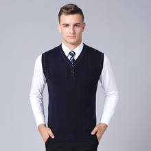 Cotton Sweater Sleeveless Cardigan Homme Vest Male V-Neck Fashion Smart Casual men Classic style Keep Warm Pocket 2024 - buy cheap