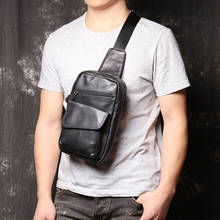 New Men's Leather Chest Bag Leather Travel Chest Bag Shoulder Bag Cowhide Casual Messenger Bags Black Large Capacity Men Soft 2024 - buy cheap