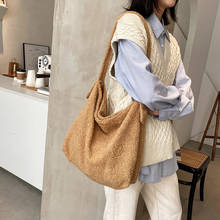 Зимние женские сумки из овечьей шерсти, роскошные дизайнерские белые сумки на плечо, брендовая большая сумка-тоут из искусственного меха, женская сумка-мессенджер, сумка-мешок 2024 - купить недорого
