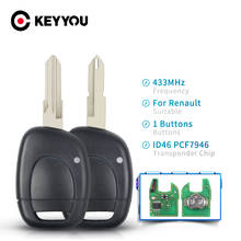 Keyyou chave remota para renault 433mhz, 10 peças, funciona com renault clio master twingo kangoo, com 1 botão, ne73 vacblade id46, chip pcf7946 2024 - compre barato