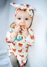 2Pcs Infant Clothing Set Newborn Baby Girls Clothes Cotton Long Sleeve Cartoon Fox Pattern Dress+Headband Casual Toddler Outfits 2024 - buy cheap