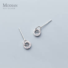 Modian Cute Clear Cubic Zirconia Swing Stud Earrings Charm Sterling Silver 925 Jewelry For Women Wedding 3 Color Fashion Earring 2024 - buy cheap