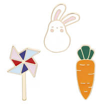 ZRM Enamel Metal Pins Bunny Cute Rabbit Carrot Cartoon Brooches Windmill Lapel Pin Brooch Small Badge For Bag Hat 2024 - buy cheap