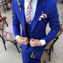 2022 Classic Navy Blue One Button Formal Prom Suits Wedding Suits 3 Pieces(Jacket+Pant+Vest)traje de novio para boda 2024 - buy cheap