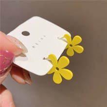 Vintage Yellow Flower Drop Earrings for Women Female Korean Style Big Metal Statement Earrings 2020 Summer Beach Jewelry Gift 2024 - buy cheap