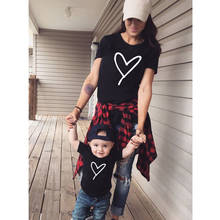 Love happy print Family Matching Clothes t shirt Cotton family Look Short Sleeve mother kids Baby daughter mommy and me clothes 2024 - buy cheap