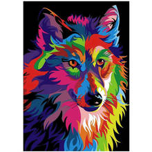 Round full diamond 5D DIY diamond painting animal wolf diamond embroidery kit mosaic landscape home decoration 2024 - buy cheap