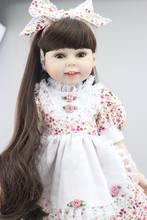 Cute girl bebe reborn doll African American Play Dolls Lifelike 18 inch Full vinyl babies reborn Play Dolls Christmas Gifts 2024 - buy cheap