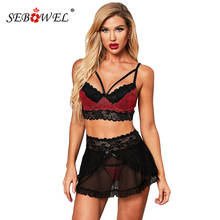 SEBOWEL Black Red Sexy Bra Sets for Women Floral Lace Bralette Lingerie Set Ladies Push Up Bras + Thong + Skirts 3cps Underwear 2024 - buy cheap