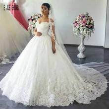 E JUE SHUNG Gorgeous Wedding Dresses Full Sleeves Off Shoulder Lace Appliques  Vestido De Noiva Ball Gown Long Bridal Gowns 2024 - buy cheap