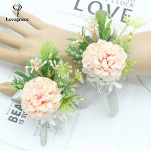 Ribbon Pink Corsage Bracelet for Wedding Men Boutonniere Wrist Corsage Wedding Silk Flowers Wedding Witness Corsages Accessories 2024 - buy cheap