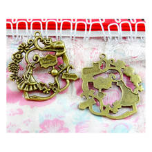 10pcs Charms flower 40.6*40.5MM Antique Bronze Plated Cat pendant Vintage DIY Handmade Jewelry 2024 - купить недорого