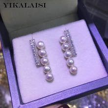 Yikalaisi 925 joias de prata esterlina, brincos de pérola 2020 fina, joias de pérola natural 4-5mm para mulheres por atacado 2024 - compre barato