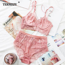TERMEZY Classic Bandage Pink Bra Set Lingerie Push Up Brassiere Lace Underwear Set Sexy High-Waist Panties For Women underwear 2024 - купить недорого