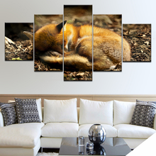 Wall Art 5 Pieces Sleeping Fox Pictures Forest Animal Poster Modular Canvas Prints Painting Framework Living Room Home Decor 2024 - buy cheap