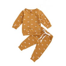 Wallarenear 2 pçs 0-24m bebê menina outono conjunto de roupas de manga longa camisa amarela jogger calças sol impresso rendas 2024 - compre barato