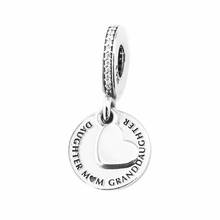 Three Generations Grand Daughter MOM Heart Charms for Bracelets & Bangles Women 925 Sterling Silver Charms for Jewelry Making 2024 - buy cheap