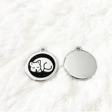 Unique 30mm sleeping cat shaped id dog tag pet tag for cats engraved tags for dog product,free shipping 2024 - buy cheap