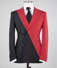 New Arrival Contrast Design Party Suits Men Men Slim Fit Suits Pant Prom Doube Breasted Suit Costume Homme (Jacket+Pants) 2024 - buy cheap
