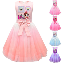 Vestido surpresa para crianças de 3 a 10 anos, vestido de menina com fio de rede, vestido de princesa para meninas, roupas de boutique 2024 - compre barato