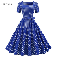 White Polka Dot Summer Dresses for Women Vintage Square Collar Rockabilly Office Dress 2021 Robe Party Casual Vestidos Printed 2024 - buy cheap