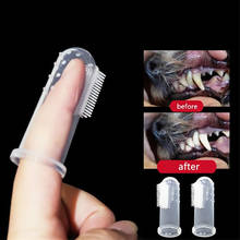 Escova de dentes de silicone para animais, 2 peças, escova de dedo macia para animais de estimação, cachorro, mal hálito, tártaro, cuidados com os dentes, cão, gato, suprimentos de limpeza d 2024 - compre barato