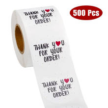500 шт./рулон, круглые белые наклейки «спасибо» 2024 - купить недорого