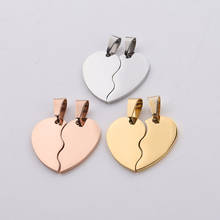 Blank Broken Heart Pendant Couples Jewelry Making DIY Findings Stainless Steel Split Heart Puzzle Charms High Polished 2set/Lot 2024 - buy cheap